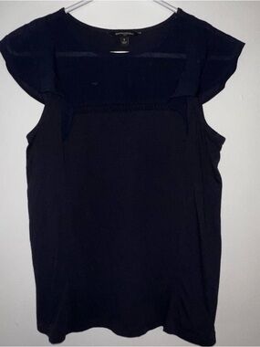 Banana Republic Navy Blue Flutter-Sleeve Shirt